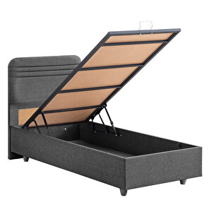 Mila İkili Set, Mila Tek Kişilik Baza Başlık Seti - Antrasit 100x200 cm