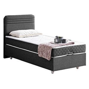 Mila İkili Set, Mila Tek Kişilik Baza Başlık Seti - Antrasit 90x200 cm