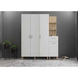 Harika Eko Dört Kapaklı Portmanto Meşe&beyaz P.d.h.e_11_180cm 180 cm