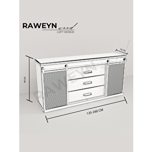 Deryawood Vega Doğal Ahşap Sürgülü Çemeceli̇ Konsol 240cm