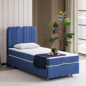 Paul Tek Kişilik Baza Başlık Orthosoft Yatak Seti - Lacivert 100x200 cm