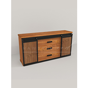 Vega Doğal Ahşap Sürgülü Çemeceli̇ Konsol 140cm Açık Ceviz