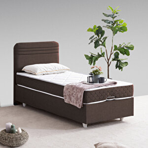 Mila Tek Kişilik Baza Başlık Orthosoft Yatak Seti - Koyu Kahve