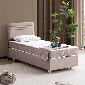 Mila İkili Set, Mila Tek Kişilik Baza Başlık Seti - Açık Kahve 100x200 cm