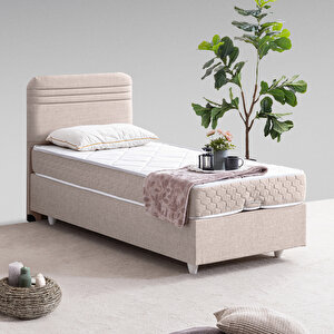 Mila Tek Kişilik Baza Başlık Orthosoft Yatak Seti - Krem