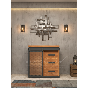 Vega Doğal Ahşap Sürgülü Çemeceli̇ Konsol 110cm Açık Ceviz