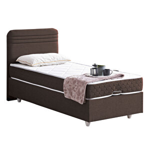 Mila İkili Set, Mila Tek Kişilik Baza Başlık Seti - Koyu Kahve 120x200 cm