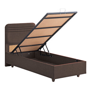 Mila İkili Set, Mila Tek Kişilik Baza Başlık Seti - Koyu Kahve 120x200 cm