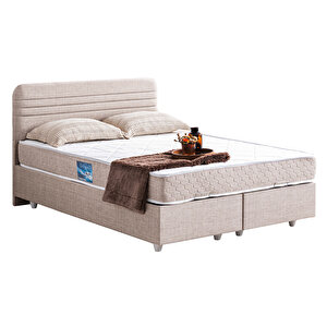 Mila İkili Set, Mila Çift Kişilik Baza Başlık Seti - Krem 140x190 cm