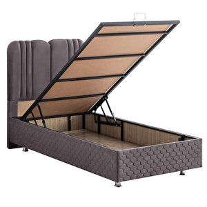 Paul Ikili Set, Tek Kişilik Baza Başlık Seti - Antrasit 100x200 cm