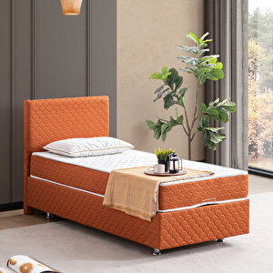 Luka İkili Set, Çift Kişilik Baza Başlık Seti - Turuncu 140x190 cm