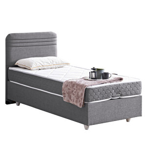 Mila İkili Set, Mila Tek Kişilik Baza Başlık Seti - Gri 90x190 cm