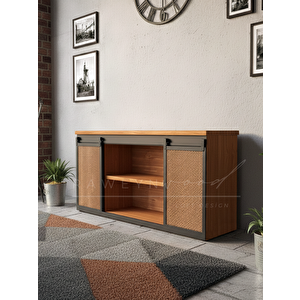 Genus Doğal Ahşap Sürgülü Konsol 160cm Açık Ceviz