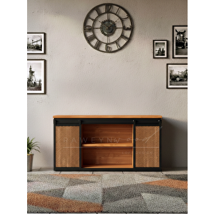 Genus Doğal Ahşap Sürgülü Konsol 140cm Açık Ceviz