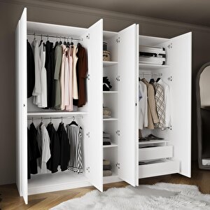 KD6040 GOSS Çekmeceli, Bölmeli, Raflı, Kapaklı Gardırop