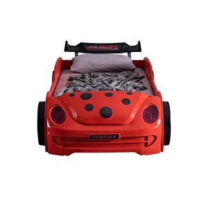 Arabalı Yatak, Ladybird Ledli Arabalı Yatak - Kırmızı + 1 Comfort Yatak