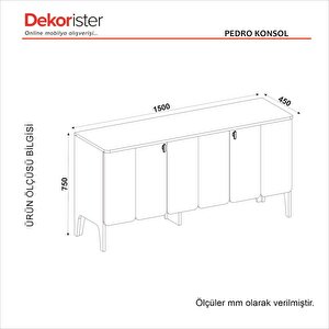Pedro Konsol Antrasit - Rota 150cm