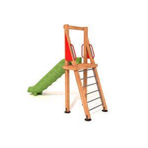 Ahşap Çocuk Oyun Parkı - Tek Kaydıraklı Ekonomik Model H150
