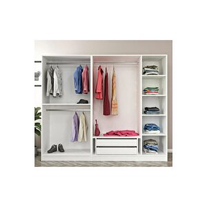 Esla Modüllü 5 Cam Kapaklı Giyinme Dolabı % 100 Mdf (kurulum Dahi̇l) Beyaz