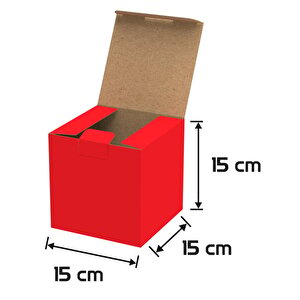 15x15x15 - 100 Adet - Kırmızı Kilitli E Ticaret Karton Kargo Kutusu (ofset Red Chrome) 100 Adet