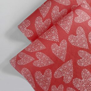 Kırmızı Kalp Desenli Pelur Kağıt- 50x70 17 Gr - 200 Adet 200 Adet