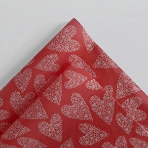 Kırmızı Kalp Desenli Pelur Kağıt- 50x70 17 Gr - 100 Adet 100 Adet