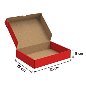 26x19x5 - 100 Adet - Kırmızı Kilitli E Ticaret Karton Kargo Kutusu (ofset Red Chrome) 100 Adet