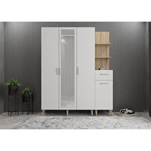 Harika Dört Kapaklı Portmanto Meşe&beyaz P.d.h._11_180cm 180 cm