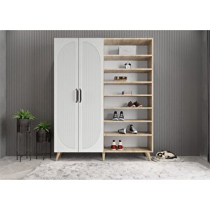 Membran Harika Dört Kapaklı Portmanto Meşe&beyaz P.d.m.h._5_160cm 160 cm