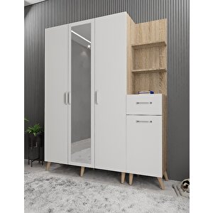 Harika Dört Kapaklı Portmanto Meşe&beyaz P.d.h._11_160cm 160 cm