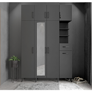 Yıldız Dört Kapaklı Portmanto Antrasit P.d.y._2_180cm 180 cm