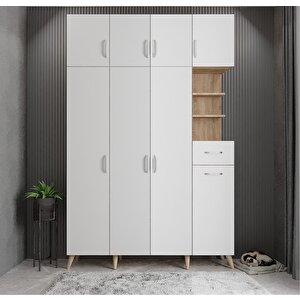 Eko Yıldız Dört Kapaklı Portmanto Meşe&beyaz P.d.y.e_7_180cm 180 cm