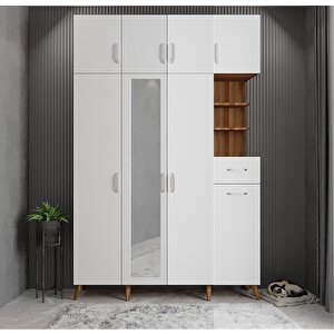 Yıldız Dört Kapaklı Portmanto Ceviz&beyaz P.d.y._9_180cm 180 cm