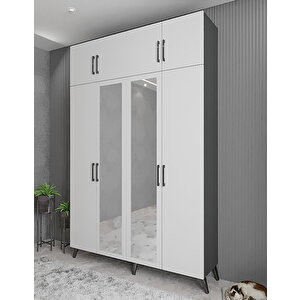 Trend Dört Kapaklı Portmanto Antrasit&beyaz P.d.t._6_180cm 180 cm