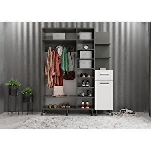 Harika Dört Kapaklı Portmanto Antrasit&beyaz P.d.h._6_140cm 140 cm