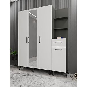 Harika Dört Kapaklı Portmanto Antrasit&beyaz P.d.h._6_140cm 140 cm