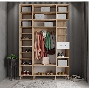 Yıldız Dört Kapaklı Portmanto Meşe&beyaz P.d.y._8_180cm 160 cm