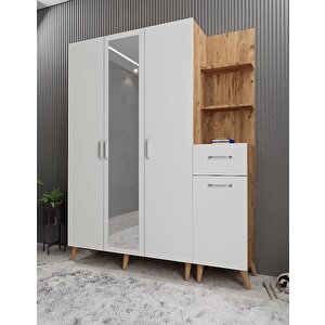 Harika Dört Kapaklı Portmanto Çam&beyaz P.d.h._10_140cm 140 cm