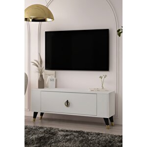 Tv1353ct Retro-32 Tv Sehpasi BEYAZ-SİYAH-ALTIN Beyaz-Altın