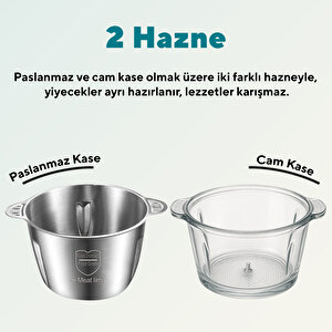 2in1 Çok Amaçlı Cam Ve Çelik Hazneli Doğrayıcı Hch-21