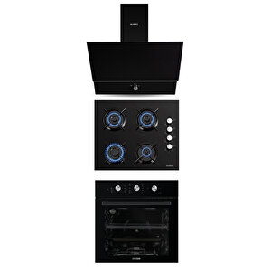 Di̇zayn Si̇yah Cam Ankastre Set