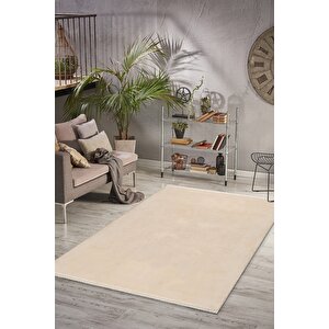 Comfort  Düz Saçaklı Peluş Halı Bej 80x450 cm