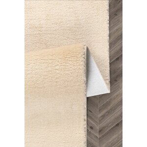 Comfort  Düz Saçaklı Peluş Halı Bej