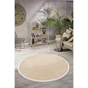 Comfort  Düz Saçaklı Peluş Halı Bej 200x200 cm
