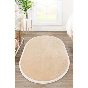Comfort  Düz Saçaklı Peluş Halı Bej 80x300 cm
