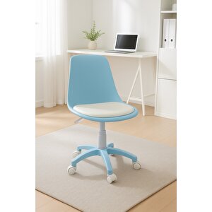 Abant Çalışma Sandalyesi | Minderli | Ayarlanabilir Döner Tekerlekli Öğrenci & Ofis Sandalyesi Mavi