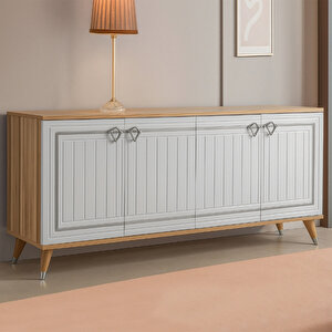 Lidya 4 Kapaklı Gümüş Detaylı Yemek Odası Konsol Gümüş