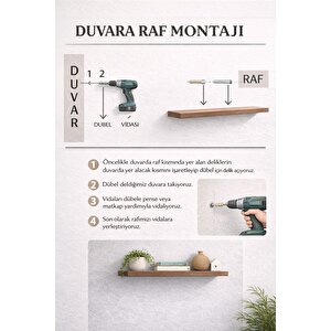 Beyaz Duvar Rafı Uçan Raf Gizli Raf 40 Cm