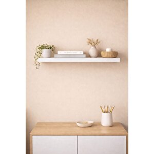 Beyaz Duvar Rafı Uçan Raf Tekli Gizli Raf 30cm Beyaz