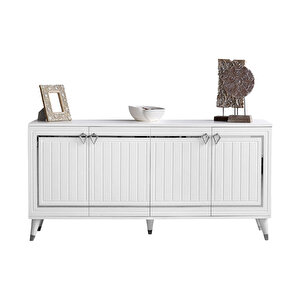 Santos 4 Kapaklı Gümüş Detaylı Yemek Odası Konsol Gümüş